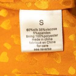 Pre Owned Ronny Kobo Yellow Satin Jacquard Asymmetrical Midi Dress S