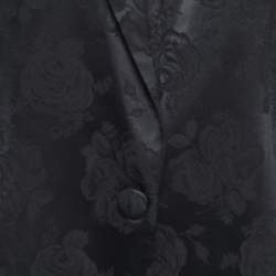 Pre Owned Ronny Kobo Black Floral Satin Jacquard Single Button Blazer S