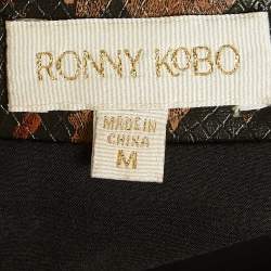 Ronny Kobo Brown Snake Print Faux Leather Mini Skirt M