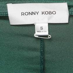 Ronny Kobo Green Nylon Plunge Neck Jumpsuit S