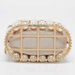 Rosantica Gold Metal Faux Pearl Crystal Embellished Clutch