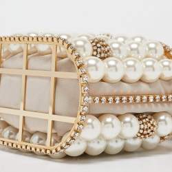 Rosantica Gold Metal Faux Pearl Crystal Embellished Clutch