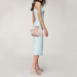 Rosantica Pink Velvet and Ostrich Feather Aramis Chain Clutch