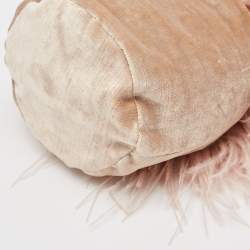 Rosantica Pink Velvet and Ostrich Feather Aramis Chain Clutch