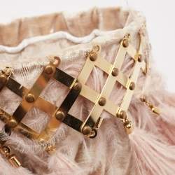 Rosantica Pink Velvet and Ostrich Feather Aramis Chain Clutch