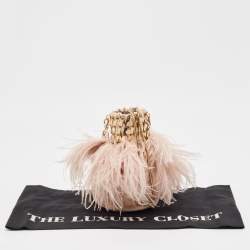 Rosantica Pink Velvet and Ostrich Feather Aramis Chain Clutch