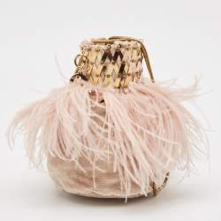Rosantica Pink Velvet and Ostrich Feather Aramis Chain Clutch