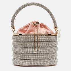 Rosantica Peach/Silver Satin and Crystals Holli Favilla Clutch Bag