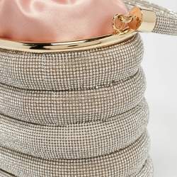Rosantica Peach/Silver Satin and Crystals Holli Favilla Clutch Bag