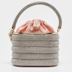 Rosantica Peach/Silver Satin and Crystals Holli Favilla Clutch Bag