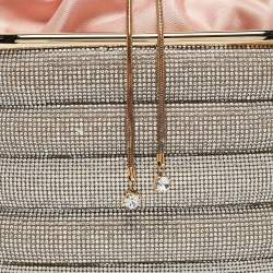 Rosantica Peach/Silver Satin and Crystals Holli Favilla Clutch Bag