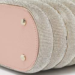 Rosantica Peach/Silver Satin and Crystals Holli Favilla Clutch Bag