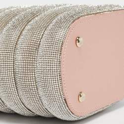 Rosantica Peach/Silver Satin and Crystals Holli Favilla Clutch Bag