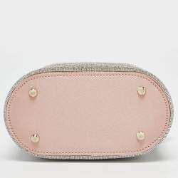 Rosantica Peach/Silver Satin and Crystals Holli Favilla Clutch Bag
