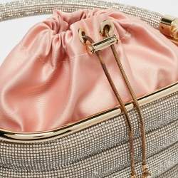 Rosantica Peach/Silver Satin and Crystals Holli Favilla Clutch Bag