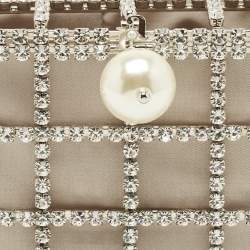 Pre Owned Rosantica Holli Silver Crystal Embellished Metal Clutch