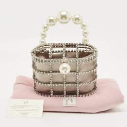 Pre Owned Rosantica Holli Silver Crystal Embellished Metal Clutch