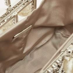 Pre Owned Rosantica Holli Silver Crystal Embellished Metal Clutch