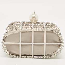 Pre Owned Rosantica Holli Silver Crystal Embellished Metal Clutch