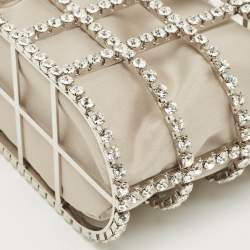 Pre Owned Rosantica Holli Silver Crystal Embellished Metal Clutch