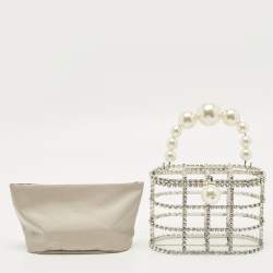 Pre Owned Rosantica Holli Silver Crystal Embellished Metal Clutch