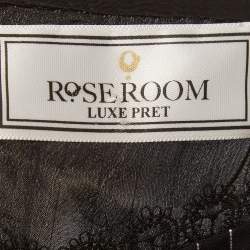 مملوكة مسبقًا فستان روز روم ماكسي شيفون طبعة أزهار سوداء بأكمام منتفخة مقاس صغير - سمول