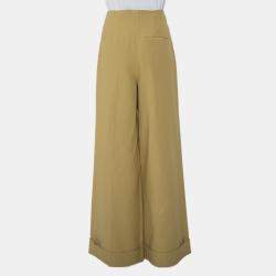 Rosie Assouiin Beige Cotton High Waist Busted Girdle Palazzo Pants M
