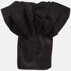 Rotate Birger Christensen Black Satin and Tulle Bow Detail Natalie Mini Dress S