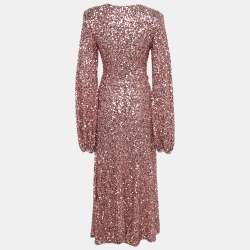 Pre Owned Rotate Birger Christensen Rapture Rose Sequin Mesh Sirin Dress S