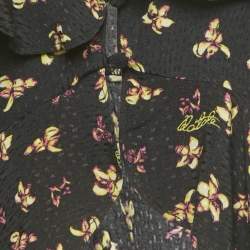 Pre Owned ROTATE Birger Christensen Black Floral Crepe Frill Blouse S