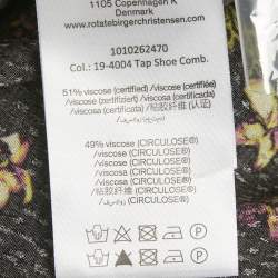 Pre Owned ROTATE Birger Christensen Black Floral Crepe Frill Blouse S