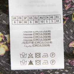 Pre Owned ROTATE Birger Christensen Black Floral Crepe Frill Blouse S