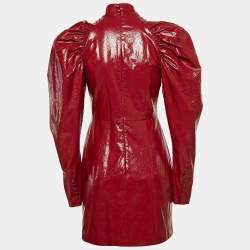 Pre Owned ROTATE Birger Christensen Tibetan Red Faux Leather Kim Mini Dress S