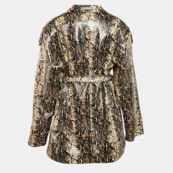 Pre Owned Rotate Birger Christensen Brown Snake Skin Faux Leather Rica Jacket S