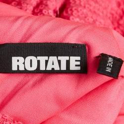 ROTATE Fuchsia Pink Sequin Mesh Lace-Up Mini Krew Dress M