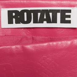 Rotate Pink Logo Embossed Faux Leather Skirt and Strapless Top Set M