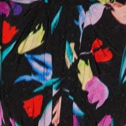 ROTATE Birger Christensen Black Floral Print Viscose Noon Midi Dress M