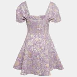 ROTATE BIRGER CHRISTENSEN Purple Floral Jacquard Mini Dress M