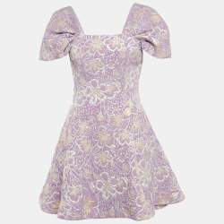 ROTATE BIRGER CHRISTENSEN Purple Floral Jacquard Mini Dress M