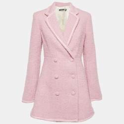 ROTATE BIRGER CHRISTENSEN Pink Bouclé Mini Tuxedo Dress M