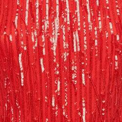 Pre Owned ROTATE BIRGER CHRISTENSEN Racing Red Sequin Tulle Fringed Mini Dress S