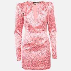 ROTATE BIRGER CHRISTENSEN Pink Printed Satin Cut-Out Mini Dress S