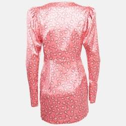 ROTATE BIRGER CHRISTENSEN Pink Printed Satin Cut-Out Mini Dress S