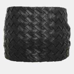 Pre Owned ROTATE BIRGER CHRISTENSEN Black Smocked Leather Zip-Up Mini Skirt M