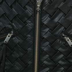 Pre Owned ROTATE BIRGER CHRISTENSEN Black Smocked Leather Zip-Up Mini Skirt M