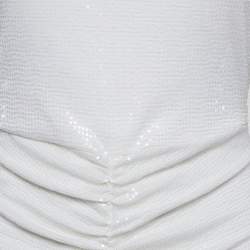 Pre Owned ROTATE White Sequin Lurex Jersey Detachable Cape Mini Dress M