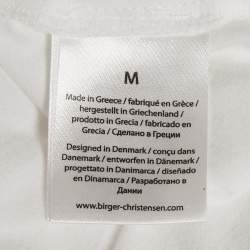 Pre Owned ROTATE Birger Christensen White Logo Embroidered Jersey Back Open Midi Dress M