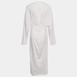 Pre Owned ROTATE Birger Christensen White Logo Embroidered Jersey Back Open Midi Dress M