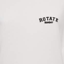 Pre Owned ROTATE Birger Christensen White Logo Embroidered Jersey Back Open Midi Dress M