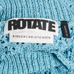 Pre Owned Rotate Birger Christensen Blue Patterned Knit High Neck Tessa Midi Dress M